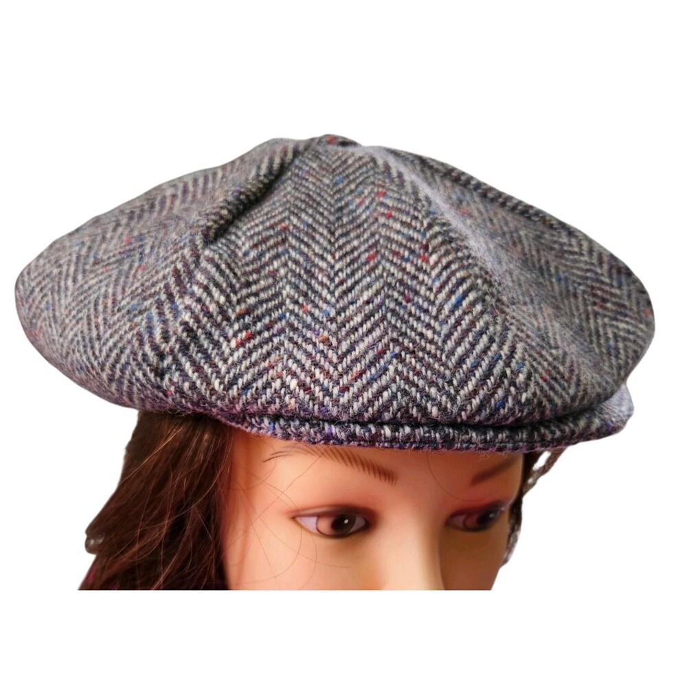 L L Bean Hanna Hats Donegal Tweed Pure New Wool Herringbone Newsboy Cap Ireland